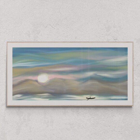Sunrise Boat | Modern Wall Art Decor | Minimalist Digital Prints - Picture 1 of 4